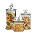 Rooster Glass Kitchen Canister Set Clear Glass Air Tight Lids