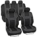Monaco Canvas Seat Covers for Car SUV - Sporty Racing Style Stripes Black & Charcoal Gray