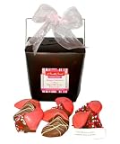 Gourmet Food : Belgian Milk Chocolate Dipped Valentines Fortune Cookies In Brown Container