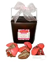 Belgian Milk Chocolate Dipped Valentines Fortune Cookies In Brown Container