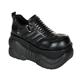 BOXER-05, 4 Platform Cyber Black PU Shoes by Demonia