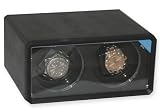 Diplomat Double Black Leatherette Watch Winder with Blue LED's Diplomat Double Black Leatherette Watch Winder with Blue LED's