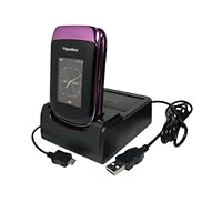 GSI Super Quality Desktop 3-In-1 Rapid Charger/Cradle/Data-Sync Docking Station For Blackberry Style 9670 Flip Cell Phone - Plus Slot For Extra Battery Charge - Powered By USB Or By Included AC Wall Adapter