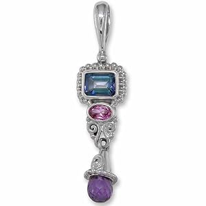 Sterling Silver Faceted Neptune topaz, Pink Topaz and Amethyst Briolette... by Sajen Sterling Silver