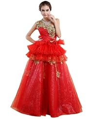 Organza One Shoulder Applique  Peplum Lace Bubble Dress Bateau Neck Wedding Dress  With Ruffles