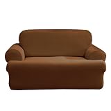 Stretch Rib T-Cushion Loveseat Slipcover - Oar Brown