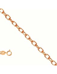 14k Solid Rose Gold 1.3 mm (3/64 Inch) Faceted Cable Link Chain Necklace 20" w/ Spring Ring Clasp