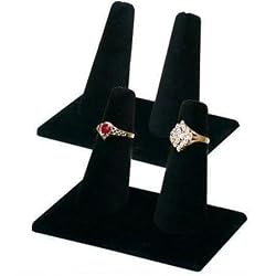 2 Black Velvet Double Ring Showcase Countertop Displays