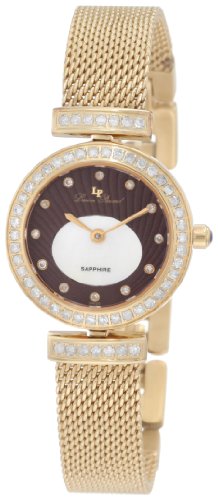Lucien Piccard Women's 26916YLBR Diamond Accented Mesh Gold Tone Ion-Plated Stainless Steel Watch