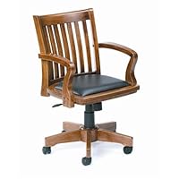Fruitwood Finish Bankers Desk Chair With Deluxe Leather Padded Seat B651F Boss Norstar