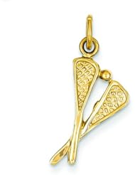 14K Gold Lacrosse Sticks & Ball Charm Sports Pendant