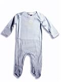 Little Mish Baby - Newborn Baby Girls Footed Coverall, White, Blue