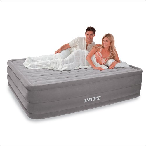 Intex Queen Supreme Pillow Top Ultra Plush Deluxe AirBed Guest Mattress Gray