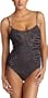 Calvin Klein Women's Animal Print Adjustable Strap Swimsuit,Mink,10