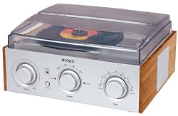 Jensen 3-Speed Stereo Turntable with AM/FM Stereo Radio (Silver)
