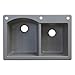 Transolid ATDD3322-17-BAE Aversa Granite 3-Hole Drop-in Double-Bowl Kitchen Sink, 33-in L x 22-in W x 8.8125-in H, Grey