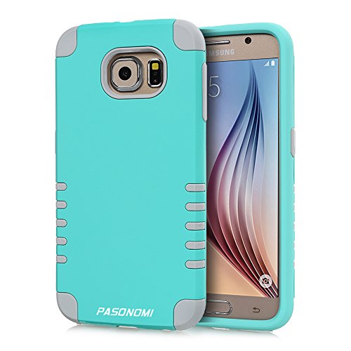 S6 case, Pasonomi® 3-piece 3 in 1 Combo Hybrid Defender High Impact Body Armor Hard Pc & Silicone Case Protective Cover for Samsung Galaxy S6 (Blue)