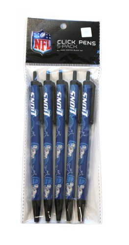 NFL Detroit Lions Disposable Black Ink Click Pens, 5-Pack at Amazon.com
