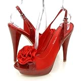 Wild Diva Lamis06 Platform Pumps Red Satin