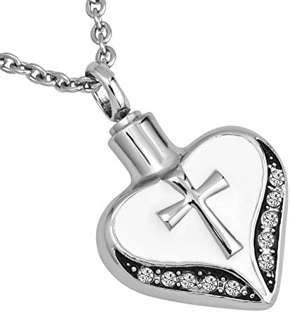 Cremation Ashes Urn Necklaces Jewelry Heart Cross Memorial Keepsake Holder Funnel Pendant