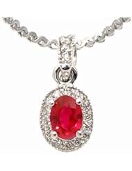14K White Gold Ruby and Diamond Pendant -- LIFETIME WARRANTY
