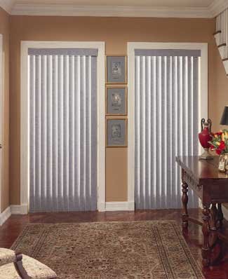 Tulle Series 3 1/2 PVC Vertical Blinds w/ Vistec Headrail and Traditional Valance Stack