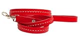 4Ft red leather leash skillfully sewn by hand