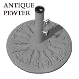 40 lb. European Patio Market Umbrella Stand Base - Antique Pewter