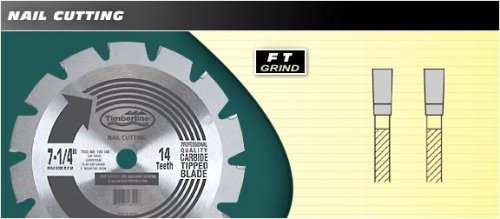 TimberLine 185-140 Nail Cutting Saw Blades for Portable Machines - 7-1/4" Diameter; 14 Teeth