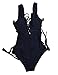 Zero City Bathing Suits Women One Piece Front Side Lace Up Monokini Swimsuits (L, Black)