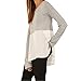Eliacher Women's Casual Clothing Chiffon Patchwok Blouses 6712 (XXL, Gray and White Round Neck)