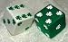 Rare Vintage Huge White And Green Shamrocks Opaque French Bakelite Dice Pair photo