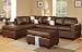 Bobkona Soft-Touch Reversible Bonded Leather Match 3-Piece Sectional Sofa Set, Walnut