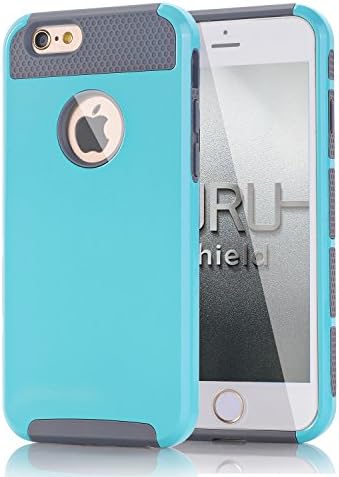 iPhone 6S Case, URUShield [Spring Series] iPhone 6 6s Case [Gray/Turquoise] Quality PC Silicone Defender Best Protective Anti-slip Anti-stretch Impact-resistant Dual Layer Hard Stylish Cover