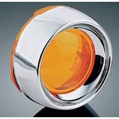 Kuryakyn 2108 Bullet Turn Signals Deep Dish Bezels With Amber Lenses For Harley-Davidson