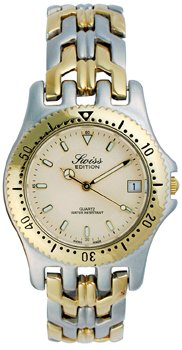 Swiss Edition Swiss Made Mens Two-Tone Watch with a Sport Bezel and Champagne Dial