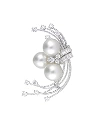 Diamond and South Sea Pearl 18k White Gold Brooch Pin