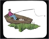 Mouse Pad with familiaris, domestic, fisherman, dogs, canis, boat, watercraft, dog, angler, canine