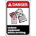 Danger Sign 10x7 Vinyl - Lock Out Equipment Before Servicing