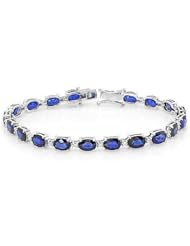 PassionGems 15.14 ct Ceylon Blue Sapphire and diamond bracelet 14k