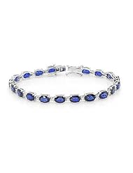 PassionGems 17.45 ct Ceylon Blue Sapphire and diamond bracelet 14k