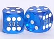 1 pair, 16mm Precision Backgammon Dice, Trans. Dk Blue, Serial #