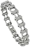 Solid Link Surgical Steel Bicycle Chain Bracelet, 5/16 (9 mm) wide