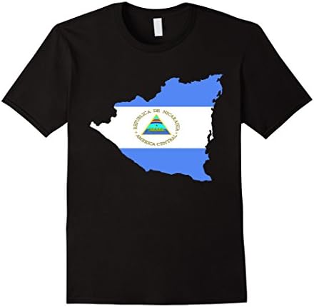 Men's Nicaragua National Flag Nicaraguan Map Silhouette T-Shirt Small Black