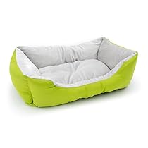 ALEKO PB06GR 20 x 16 x 6 Inch Soft Plush Pet Cushion Crate Bed for Cats and Dogs, Green
