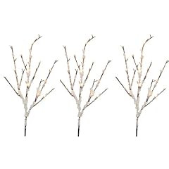 Ambientehome 51024 3 beleuchtete Lichterzweige mit Schnee f�r Innen und Au�en, 96 Lichter, klar