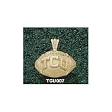 TCU Horned Frogs Solid 10K Gold ''TCU'' Football Pendant