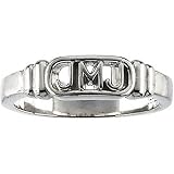 14K White Gold "Jesus, Mary and Joseph" Man's Ring