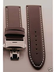 20mm Leather Watch Strap Deployment for Rolex Brown #2 W/S