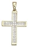 14K Yellow Gold Diamond Cross Pendant